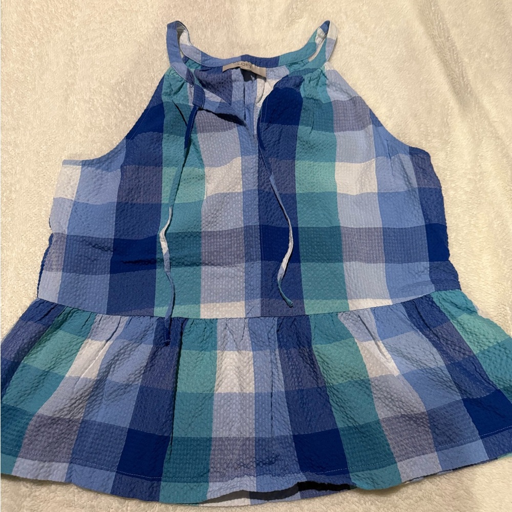LOFT Multicolor Plaid Sleeveless Blouse